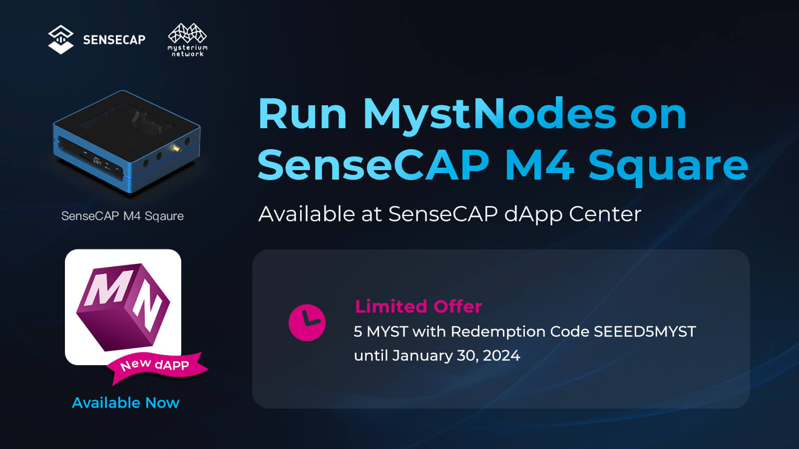 Now You Can Run MystNodes on SenseCAP M4 Square to Build the Mysterium dVPN  Network - SenseCAP M1/M2 Hotspot Helium - Official Site